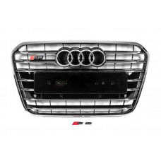 Передняя черная решетка с хромированной рамкой S-style (2011-2014) для Ауди A6 C7