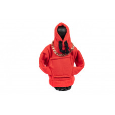 Чехол на рычаг КПП в стиле худи (красный, черный шнурок)