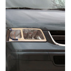 Хромированные накладки на передние фары (2 шт., нержавейка) для Volkswagen T5 Multivan 2003-2010 гг
