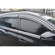 Ветровики с хромированным молдингом (4 шт, Niken) для Chery Tiggo 7 2020- гг