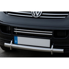 Накладки на решетку бампера (2 шт, нержавейка) Carmos - Турецкая Нержавеющая Сталь для Volkswagen T5 Transporter 2003-2010 гг