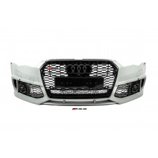 Передний бампер с черной решеткой RS6-Style (2014–2017) для Ауди A6 C7 2011-2017 гг