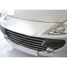 Хром Накладки на Решетку (2005-2008, 5 шт, Нержавейка) для Peugeot 307