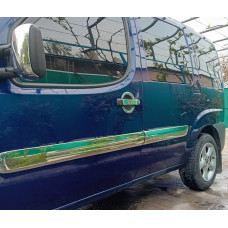 Молдинги на двери Широкая модель (4 шт, нержавейка) Carmos - Турецкая Нержавеющая Сталь для Fiat Doblo I 2005-2010 гг