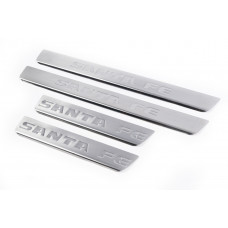 Накладки на пороги нержавейка Carmos V1 (4 шт) для Hyundai Santa Fe 2 2006-2012 гг