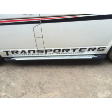 Боковые пороги Allmond Grey (2 шт., алюминий) Короткая База для Volkswagen T6 2015-2024 гг