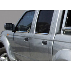 Зовнішня окантовка вікон (4 шт., нерж.) Carmos - Турецька сталь для Nissan NP300 1999-2015 рр
