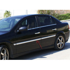 Накладки на дверные молдинги из нержавеющей стали (4 шт) OmsaLine - Итальянская Нержавеющая Сталь для Opel Vectra C 2002-2008 гг