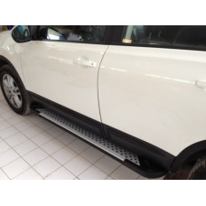 Боковые пороги Allmond Grey (2 шт, алюм) Короткая база для Nissan Qashqai 2010-2014 гг