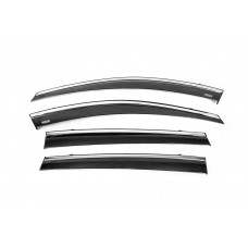 Ветровики с хромированным молдингом (4 шт, Niken) для Toyota Rav 4 2013-2018 гг