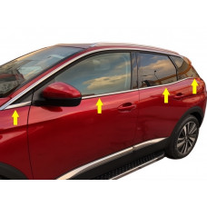 Нижние молдинги стекол нержавейка (8 шт) Carmos - Турецкая Нержавеющая Сталь для Peugeot 3008 2016-2023 гг