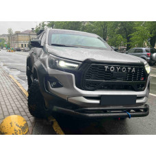 Двойной передний кенгурятник Vegas (2015-2020, черный, 76мм) для Toyota Hilux 2015- гг