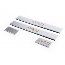 Накладки на пороги Carmos V1 (4 шт, нержавейка) для Chevrolet Aveo T300 2011-2020 гг