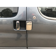Хромированные Накладки на Ручки (Нержавейка) Две передние, две сдвижные, задние распашные для Peugeot Partner 1996-2008 гг
