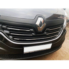 Хромированные накладки на решетку 2015-2019 (5 шт, нержавейка) OmsaLine - Итальянская Нержавейка для Renault Trafic 2015- гг