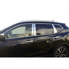 Хромированные накладки на стойки (нержавейка) для Nissan X-trail T32/Rogue 2014-2021 гг