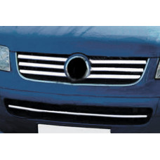 Хромированные Накладки на Решетку (6 шт, Нержавеющая Сталь) OmsaLine - Итальянская Нержавейка для Volkswagen T5 Multivan 2003-2010 гг