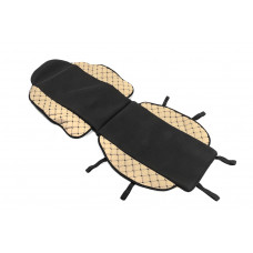 Накидка на сиденье ECO и ткань OLD (1 шт, Бежевый с черной строчкой -2025 ткань)