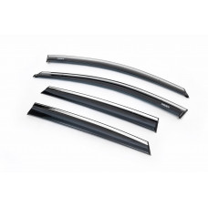Ветровики с хромированным молдингом HB (4 шт, Niken) для Volkswagen Polo 2010-2017 гг