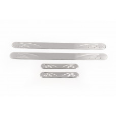 Накладки на пороги OmsaLine (4 шт, нержавейка) для Toyota Yaris 2010-2020 гг