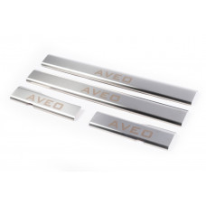 Накладки на внутренние пороги нержавейка Carmos V1 (4 шт) для Chevrolet Aveo T250 2005-2011 гг