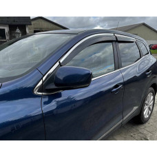 Ветровики с хромированным молдингом (4 шт., Sunplex Chrome) для Renault Kadjar 2015-2022 гг