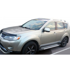 Бокові пороги Allmond Grey (2 шт., алюм.) для Mitsubishi Outlander 2006-2012 рр
