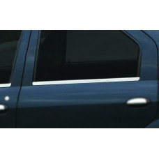 Окантовка окон нержавейка (4 шт) OmsaLine - Итальянская Нержавейка для Dacia Logan I 2005-2008 гг