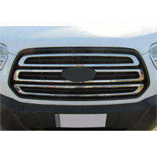 Хромированные Накладки на Решетку (2014-2018, 3 шт, Нержавеющая Сталь) Carmos - Турецкая Нержавеющая Сталь для Ford Transit 2014- гг