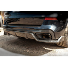 Диффузор заднего бампера V2 (2018-2022, Натуральный Карбон) для BMW X5 G05 2019- гг