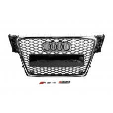 Передняя решетка радиатора RS-Style V-2 (2007-2011, черная с хромом) для Ауди A4 B8