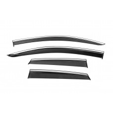 Ветровики с хромированным молдингом Niken Luxury (4 шт) для Opel Crossland X 2017-2024 гг