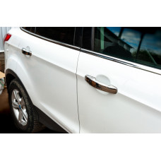 Хромированные Накладки на Ручки (4 шт., Нержавейка) С чипом, Carmos - Турецкая сталь для Ford Kuga/Escape 2013-2019 гг