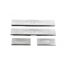 Накладки на пороги Carmos V2 (4 шт, нерж.) для Ford Fiesta 2002-2008 рр