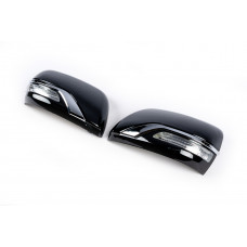 Накладки на Зеркала (с Поворотником, Стиль 2016) Черный для Toyota Land Cruiser Prado 150 2009-2023 гг