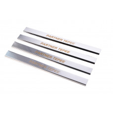 Накладки на пороги Carmos V1 (нерж) Передні двері (2 шт) для Peugeot Partner Tepee 2008-2018 рр