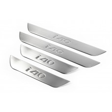 Накладки на пороги OmsaLine (4 шт., нержавейка) для Hyundai I-40 2011-2019 гг