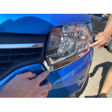 Накладки на Фары (2 шт., Нержавеющая Сталь) для Dacia Logan MCV 2013-2020 гг