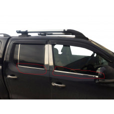 Окантовка вікон (4 смужки, нерж) Carmos - Турецька сталь для Volkswagen Amarok 2010-2022 рр