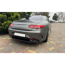 Задній дифузор з насадками Silver (2018-2020, Дизайн S-COUPE63) для Mercedes S-class C217 Coupe рр