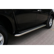 Боковые Подножки Maydos V2 (2 шт., Алюминий и Нержавейка) для Mitsubishi L200 2015-2024 гг