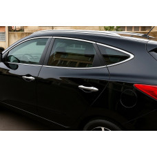 Комплект хромированных накладок на окна (10 шт, нержавейка) для Hyundai IX-35 2010-2015 гг