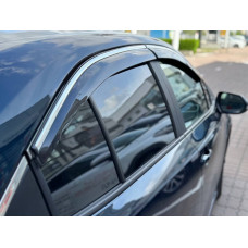 Вітровики з хромованим молдингом (4 шт., Sunplex Chrome) для Toyota Corolla 2019- рр