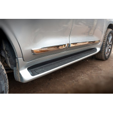 Боковые пороги с LED (дизайн 2015-2020) Черный для Toyota Land Cruiser 200