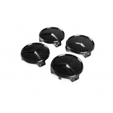 Колпачки на диски 71/74 мм без кольца (комплект 4 шт, черный глянец) для Mercedes