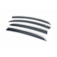Ветровики с хромированным молдингом (4 шт, Niken) для Opel Corsa D 2007-2014 гг