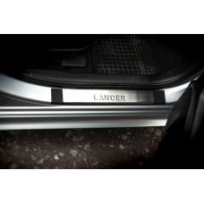 Накладки на пороги нержавейка Omsa 4 шт для Mitsubishi Lancer X 2008- гг