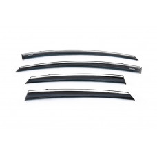 Ветровики с хромированным молдингом HB (4 шт, Niken) для Ford Fiesta 2008-2017 гг