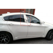 Молдинги на дверні стійки (нерж.) для BMW X6 E-71 2008-2014 рр