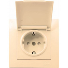 Розетка RIGHT HAUSEN VELENA 1-я внутренняя с/з со шторками и крышкой крем HN-011213 NEW